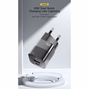 Įkroviklis Essager GaN Square juodas 33W (PD / QC3.0)