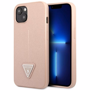Guess GUHCP14MPSATLP iPhone 14 Plus 6.7 "rožinis/rožinis kietas dėklas SaffianoTriangle Logo