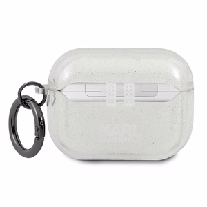 Karl Lagerfeld KLAPUKHGS AirPods Pro dėklas Glitter Karl's Head – sidabrinis
