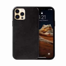 Crong Essential Cover - iPhone 12 Pro Max Faux Leather dėklas (juodas)