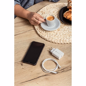 Įkroviklis Forcell + "USB-C (Type-C) to Lightning Cable" (1xUSB-C 3A 20W) baltas