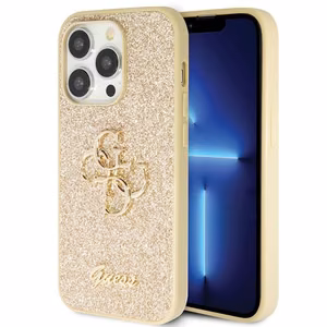 Guess GUHCP14LHG4SGD case for iPhone 14 Pro - gold Glitter Script Big 4G