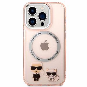 Karl Lagerfeld KLHMP14LHKCP iPhone 14 Pro 6.1" kietas dėklas rožinis / rožinis Karlas & Choupette Aliuminis Magsafe