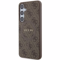 Guess 4G Collection Odinis Metalinis Logotipas Magnetinis dėklas telefonui Samsung Galaxy S24+ - rudas
