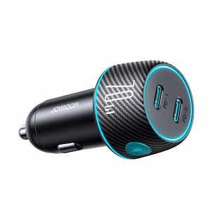 2x USB-C 70W automobilinis įkroviklis su LED apšvietimu Joyroom JR-CCN02 - juodas