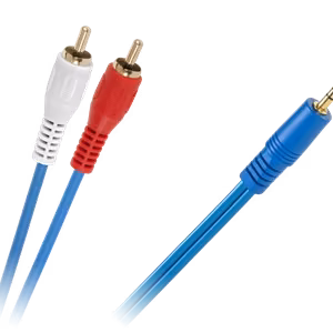 3,5 mm jack–2 RCA kabelis, mėlynas, 4 mm, 3 m