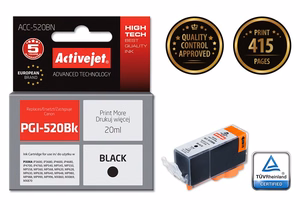 Activejet ACC-520BN – juodo rašalo kasetė, pakeičia Canon PGI-520BK, 20 ml, Supreme