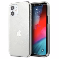 Guess GUHCP12S3D4GTR iPhone 12 mini 5.4" skaidrus kietas dėklas 4G 3D rašto kolekcija