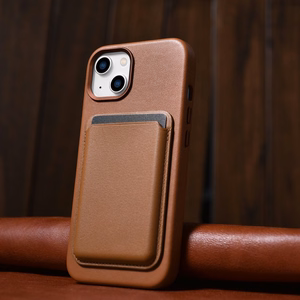 iCarer Dėklas Odinis viršelis iPhone 14 Plus rudas (suderinamas su MagSafe)