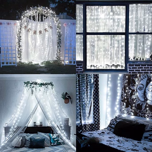 LED užuolaida (300 LED lempučių) 3Mx3M šaltai balta