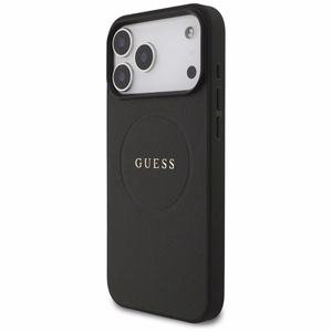 Guess Grūdėtas Žiedinis Magnetinis dėklas telefonui iPhone 17 Pro Max - juoda