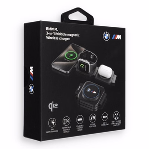 BMW M Qi2 3 viename belaidis įkroviklis, 15 W, spausdintas logotipas, mėlynas