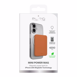 "Puro" 4200 mAh itin plonas "MagSafe" USB-C suderinamas maitinimo bankas - oranžinis