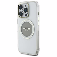 Guess IML Metal Colored Circle Classic Logo Magnetinis dėklas telefonui iPhone 16 Pro Max - pilkas