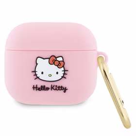 Hello Kitty silikoninis 3D Kitty galvos dėklas AirPods 3 - rožinis