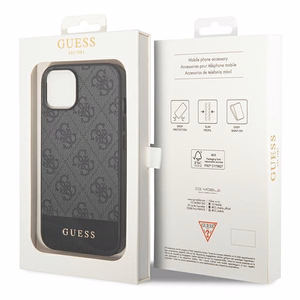 Guess 4G Stripe Collection dėklas iPhone 14 / 15 Plus pilkas