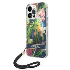 Guess GUOHCP14LHFLSB iPhone 14 Pro 6.1 "mėlynas / mėlynas kietas dėklas Gėlių Dirželis