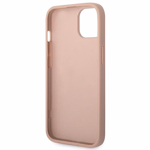 Guess GUHCP14MPSASBPI Saffiano with Metal Logo dėklas, skirtas iPhone 14 Plus, rožinis