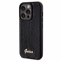 Guess Sequin Script Metal dėklas telefonui iPhone 14 Pro Max – juodas