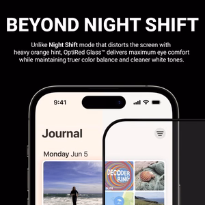 Crong OptiRed Glass grūdintas apsauginis ekrano stiklas su mėlynos šviesos filtru, skirtas iPhone 17e