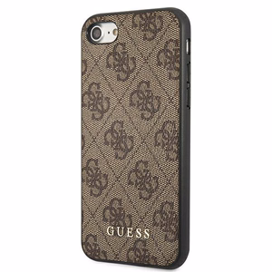 Чехол Guess 4G Metal Gold Logo для iPhone SE 2022 / 2020 / 7 / 8 - коричневый