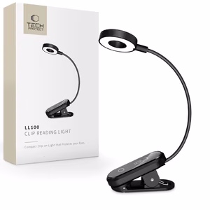 Tech-Protect LL100 belaidė lempa su spaustuku + USB-A / USB-C laidas 30 cm - juodas