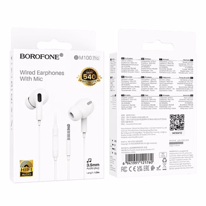 Наушники Borofone BM100 Pro Fuente с микрофоном белые