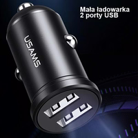USAMS Automobilinis įkroviklis 2xUSB 2,4A Mini juodas CC114TC01 (US-CC114)