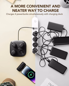 4 Veger W007CK 5000mAh išorinių baterijų rinkinys (2x Lightning + 2x USB-C) su įkrovimo stotele - juoda
