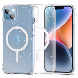 Tech-Protect FlexAir Hybrid Magnetinis iPhone 13/14 dėklas - skaidrus su blizgučiais
