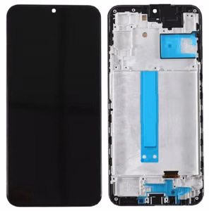 Ekranas Samsung A256 A25 5G su lietimui jautriu stikliuku ir rėmeliu Black OLED (real size)