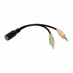 Logilink garso adapteris: 3,5 mm 4 kontaktų jungtis į 2 × 3,5 mm 3 kontaktų stereo jungtis