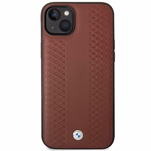 Dėklas telefonui BMW BMHCP14S22RFGR iPhone 14 6.1 - raudonas odinis diamantinio rašto