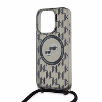 Karl Lagerfeld IML Crossbody Monogram Karl & Choupette Head Magnetinis dėklas iPhone 15 Pro Max - juodas