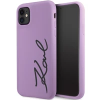 Karl Lagerfeld KLHCN61SKSVGU iPhone 11 / Xr 6.1" violetinis kietas dėklas Silikoninis Parašas