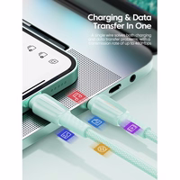 USB Kabelis Essager "Rainbow" žalias "Type-C" 200cm (iki 100W)