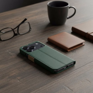 Atverčiamas dėklas Xiaomi Redmi NOTE 15 PRO Plus 5G Split Book žalias ir auksinis