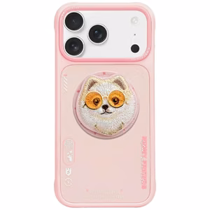 Nimmy Glasses Cool Dog magnetinis dėklas telefonui iPhone 17 Pro Max - rožinis