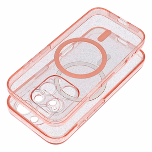 CLEAR MAG COVER dėklas su kameros apsauga, suderinamas su Magnetiniu IPHONE 14 rožinis blizgus