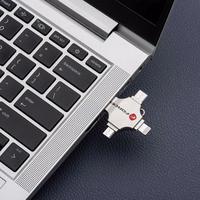 FORCELL F-DATA atmintukas Metal Quad 16GB USB3.2 Gen 1 (USB A / Type C / Lightning / Micro USB) sidabrinis