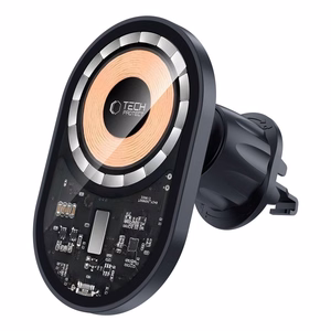 TECH-PROTECT MM15W-V6 MAGNETINIS MAGSAFE PRIETAISŲ SKYDELIO IR VENTILIACIJOS AUTOMOBILINIS LAIKIKLIS BELAIDIS ĮKROVIKLIS 15W JUODAS