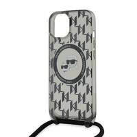 Karl Lagerfeld IML Crossbody Monogram Karl & Choupette Head Magnetinis dėklas iPhone 15 / 14 / 13 - juodas
