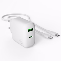 Puro Daily Prolite 45W USB-C USB-A Power Delivery įkroviklis su USB-C kabeliu - baltas