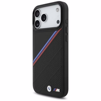 BMW M Tricolor Metal Logo MagSafe dėklas telefonui iPhone 17 Pro Max - juodas