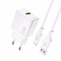 Dudao A23TEU 2.4A GaN USB-A Wall Įkroviklis with USB-A - USB-C Laidas - Baltas
