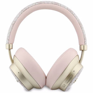Belaidės ausinės Guess ENC 4G Gold Script Metal, rožinės