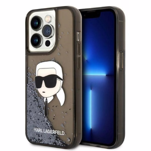 Karl Lagerfeld Glitter Karl's Head dėklas telefonui iPhone 14 Pro Max - juodas