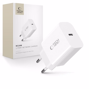 Tech-Protect NC20W sieninis įkroviklis su USB-C jungtimi - baltas