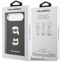 KARL LAGERFELD dėklas telefonui IPHONE 17 Air, suderinamas su magnetiniu MagSafe (KLHCP17MPSFDHPOK, FW Grained PU W/ K&C Heads Pins & Logo) juodas