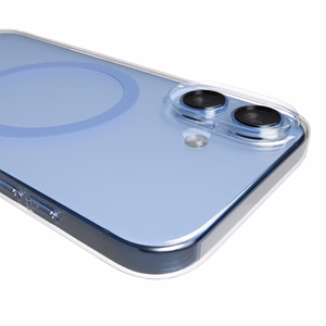 Puro Lite Mag TPU+PC dėklas suderinamas su MagSafe iPhone 17 - skaidrus su mėlynu žiedu